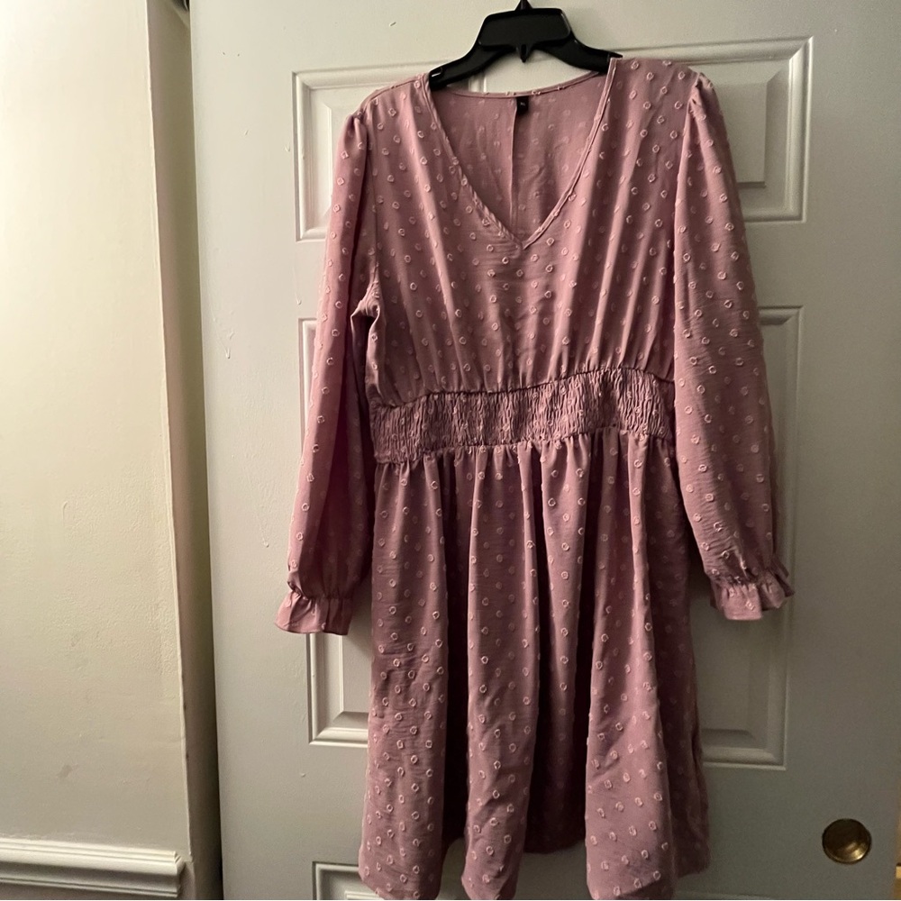 Long-Sleeve Swiss Dot Dress XL